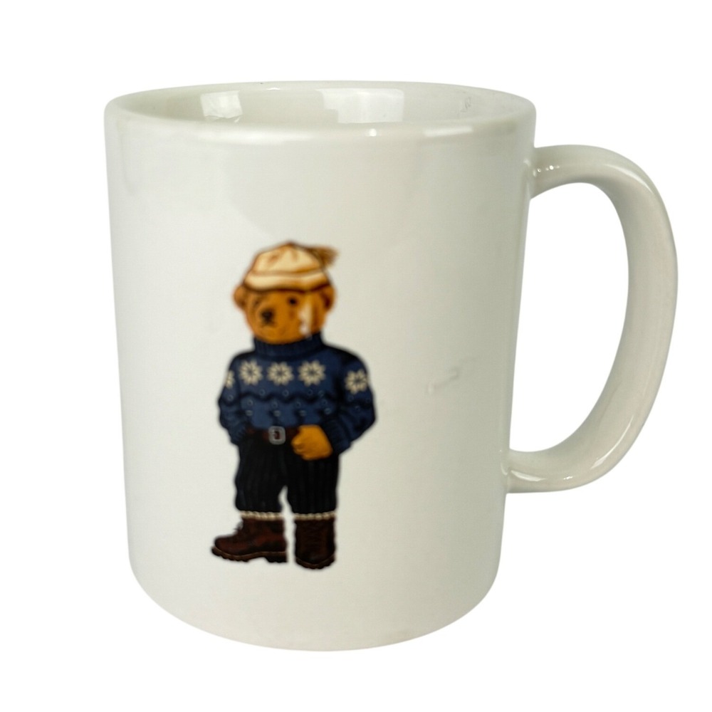 Vintage Ralph Lauren Polo Alpine Bear Coffee Mug White Ceramic 1994 Vintage